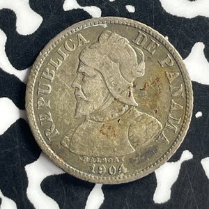 1904 Panama 5 Centesimos Lot#T6857 Silver!