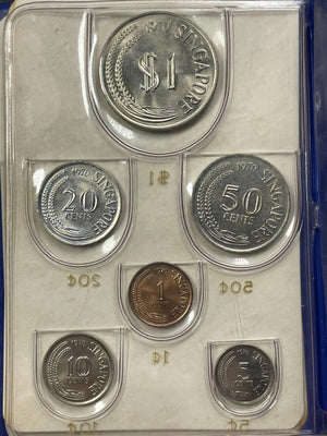 1970 Singapore 6x Coin Mint Set Lot#B2171 With Case & C.O.A.