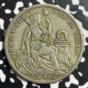 1925 Peru 1 Sol Lot#T1492 Large Silver Coin!