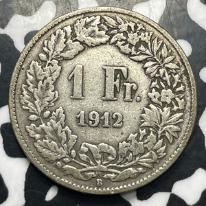 1912 Switzerland 1 Franc Lot#E8327 Silver!