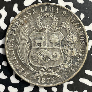 1875 Peru 1 Sol Lot#T0008 Large Silver Coin!