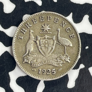 1925 Australia 3 Pence Threepence Lot#T8526 Silver!