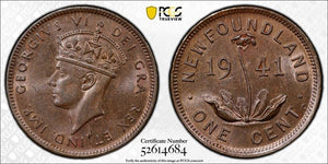 1941-C Newfoundland Small Cent PCGS MS63BN Lot#G721 Choice UNC!