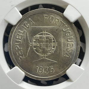 1935 Portuguese India 1 Rupia NGC MS64 Lot#G1088 Silver! Choice UNC!