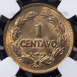 1928 Ecuador 1 Centavo NGC MS64RB Lot#G8937 Choice UNC!