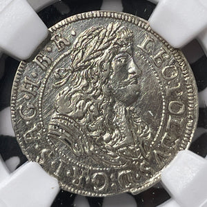 1686 Austria Hall 3 Kreuzer NGC Cleaned-UNC Details Lot#G7652 Silver!