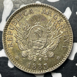 1883 Argentina 10 Centavos Lot#JM8613 Silver! High Grade! Beautiful!