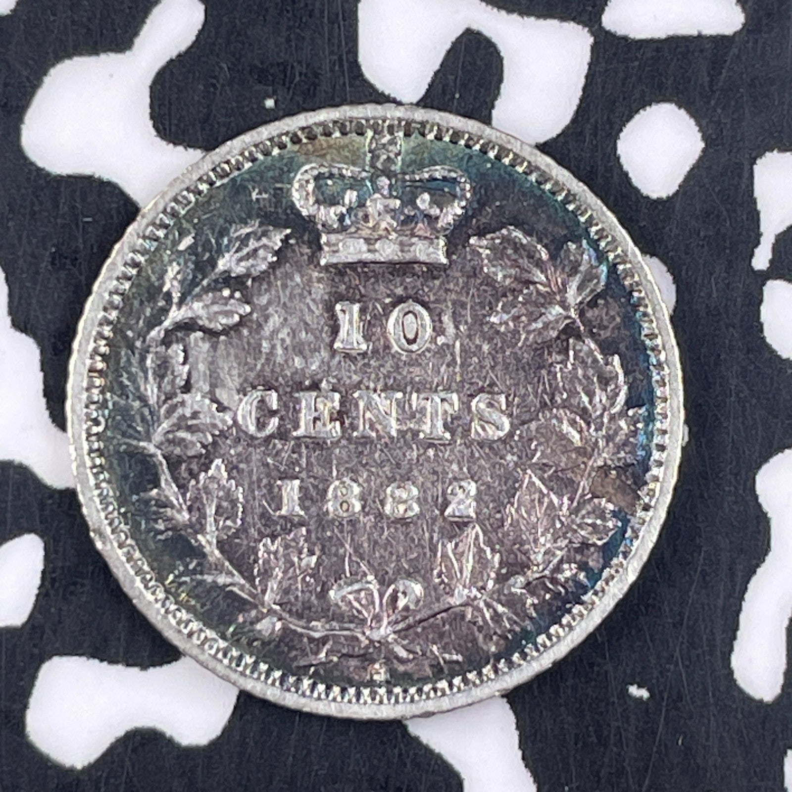 1882-H Canada 10 Cents Lot#JM1308 Silver! Nice Details, Old Cleaning