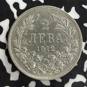 1912 Bulgaria 2 Leva Lot#T8132 Silver!