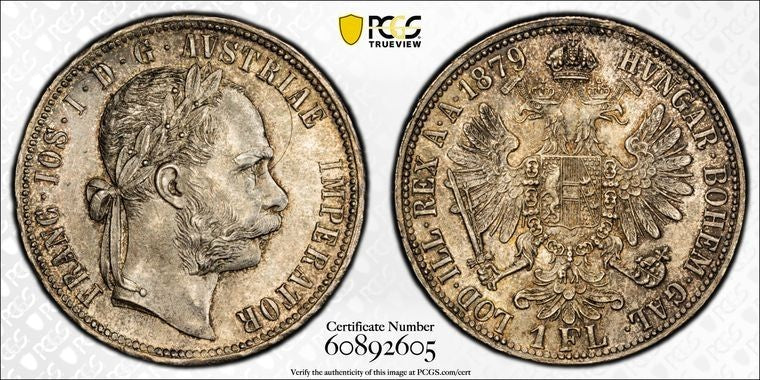 1879 Austria 1 Florin PCGS MS65 Lot#G3405 Silver! Gem BU! KM#2222