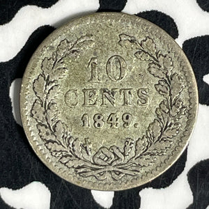 1849 Netherlands 10 Cents Lot#T3942 Silver!