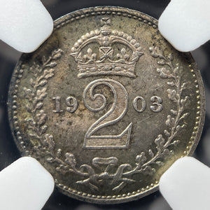 1903 Great Britain Maundy 2 Pence Twopence NGC MS64 Lot#G7078 Silver! Choice UNC