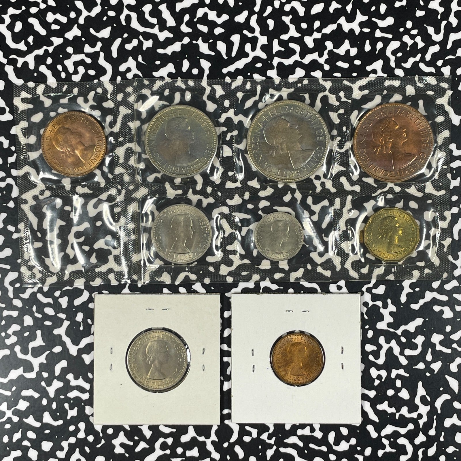 1953 Great Britain 9x Coin Uncirculated Mint Set Lot#B3436 In Plastic