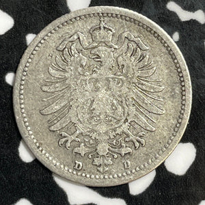 1874-D Germany 20 Pfennig Lot#E5382 Silver!