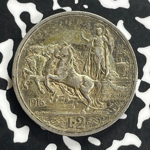 1916 Italy 2 Lire Lot#C0111 Silver! Nice!