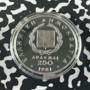 1982 Greece 3x Coin Olympics Proof Set Lot#B2388 Silver! With Case & C.O.A.