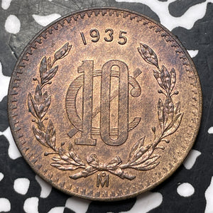 1935-Mo Mexico 10 Centavos Lot#JM8974 High Grade! Beautiful! KM#430