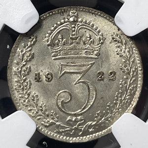 1922 G.B. Maundy 3 Pence Threepence NGC MS63 Lot#G8513 Silver! Choice UNC!