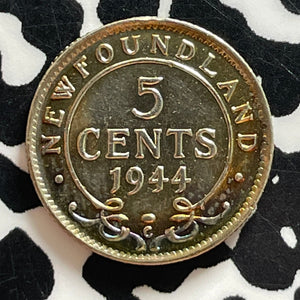 1944 Newfoundland 5 Cents Lot#T4802 Silver! Nice!