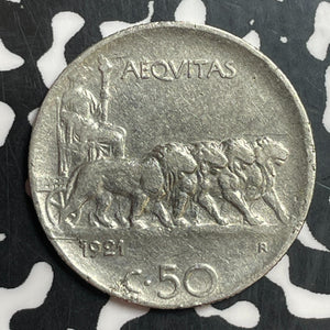 1921-R Italy 50 Centesimi Lot#T2435 Reeded Edge KM#61.2
