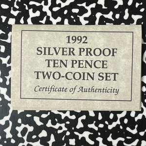 1992 Great Britain 2x 10 Pence Proof Set Lot#B2537 Silver! W/ Box & C.O.A.