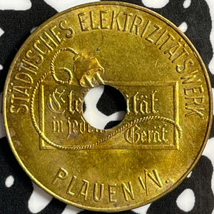 Undated Germany Plauen Electricity Token Lot#E0436 High Grade! Beautiful!