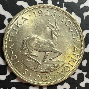 1963 South Africa 50 Cents Lot#T1189 Large Silver Coin! High Grade! Beautiful!