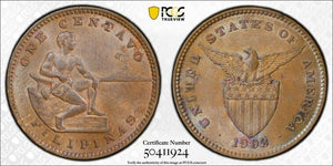 1903 U.S. Philippines 1 Centavo PCGS MS63BN Lot#G8635 Choice UNC!