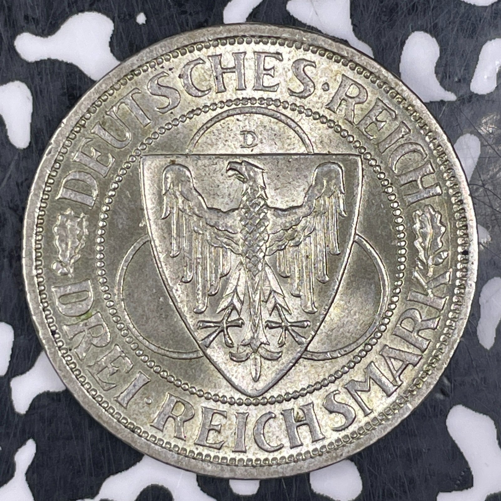 1930-D Germany Rhineland 3 Mark Lot#JM0647 Silver! High Grade! Beautiful! KM#70