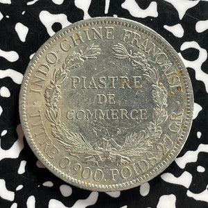 1902-A French Indo-China 1 Piastre Lot#JM9873 Large Silver! Old Cleaning