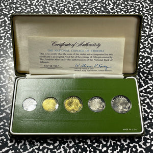 1977 Ethiopia 5x Coin Proof Set Lot#B2193 With Case & C.O.A