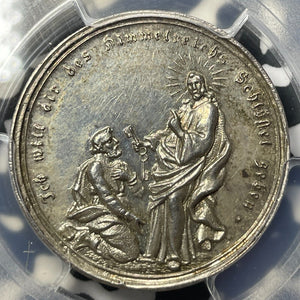 (19th C.) Germany Jesus/Peter & Keys Of Heaven Medal PCGS MS62 Lot#G8851 Silver!