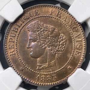 1883-A France 5 Centimes NGC MS62BN Lot#G8892 Nice UNC!