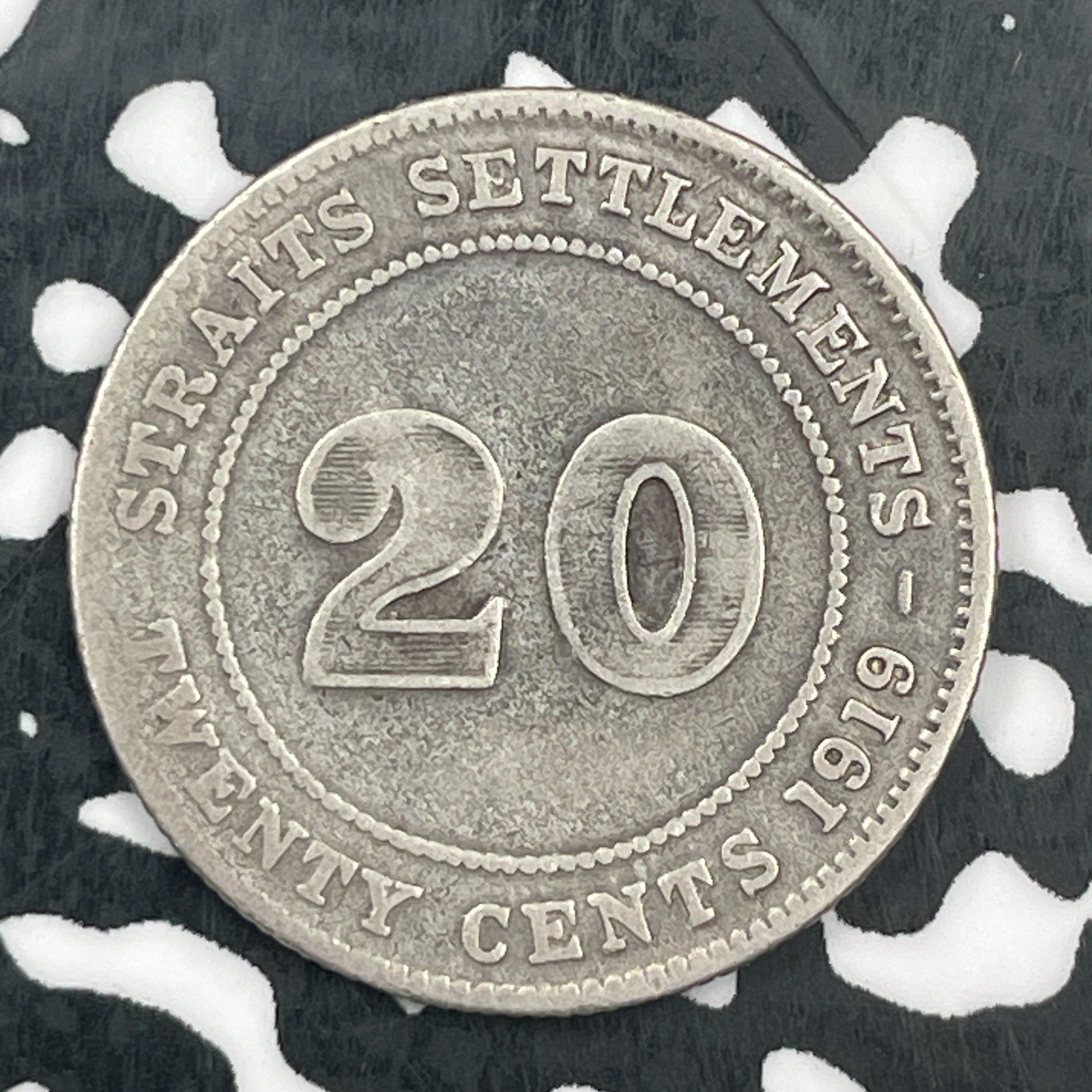 1919 Straits Settlements 20 Cents Lot#F8900 Silver!
