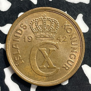 1942 Iceland 2 Aurar Lot#C0447 High Grade! Beautiful!