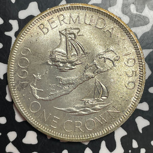 1959 Bermuda 1 Crown Lot#T2351 Large Silver Coin! High Grade! Beautiful!