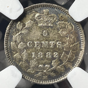 1882-H Canada 5 Cents NGC AU53 Lot#G8054 Silver!