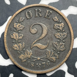 1876 Norway 2 Ore Lot#C0911