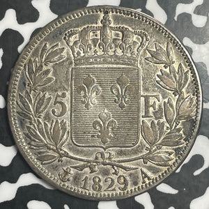 1829-A France 5 Francs Lot#JM9127 Large Silver! Nice!