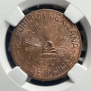 1915 Mexico Chihuahua Liberty Cap 5 Centavos NGC MS64RB Lot#G813 Choice UNC!