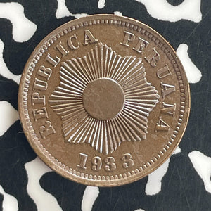 1933 Peru 1 Centavo Lot#T8001 High Grade! Beautiful! KM#208.2