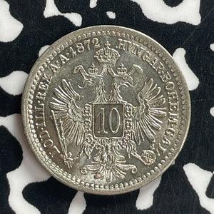 1872 Austria 10 Kreuzer Lot#T7610 Silver! High Grade! Beautiful!