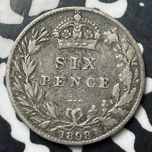 1898 Great Britain 6 Pence Sixpence Lot#E8154 Silver!