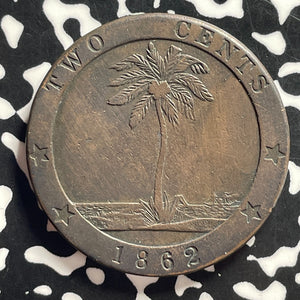1862 Liberia 2 Cents Lot#JM0020