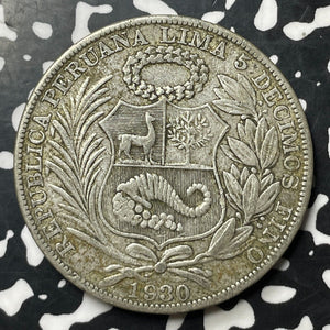 1930 Peru 1 Sol Lot#E7099 Large Silver Coin!