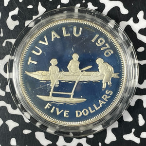 1976 Tuvalu $5 Dollars Lot#B2582 Silver! Proof! With Box & C.O.A.