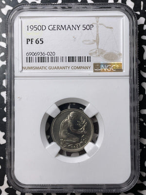 1950-D West Germany 50 Pfennig NGC PR65 Lot#G8717 Gem BU!