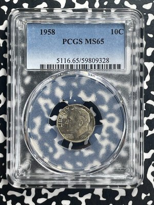 1958 U.S. 10 Cents Roosevelt Dime PCGS MS65 Lot#G649 Silver! Beautiful Toning!