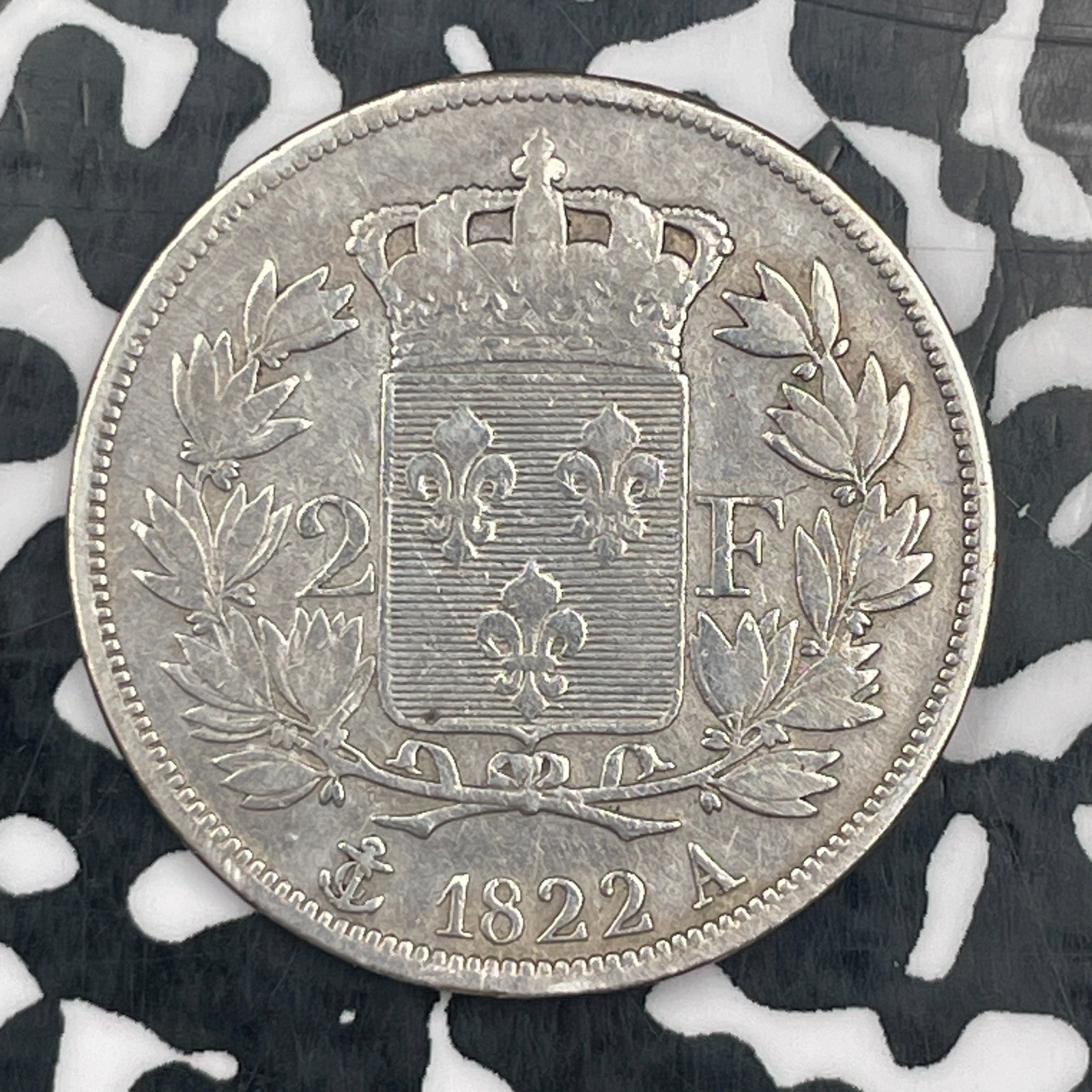 1822-A France 2 Francs Lot#N3145 Silver! Low Mintage, Old Cleaning