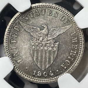 1904 U.S. Philippines 10 Centavos NGC AU58 Lot#G8041 Silver! Key Date!